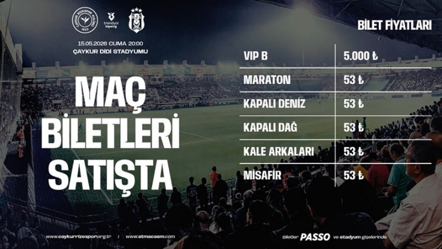 Çaykur Rizespor - Beşiktaş Maçının Biletleri Satışa Çıktı