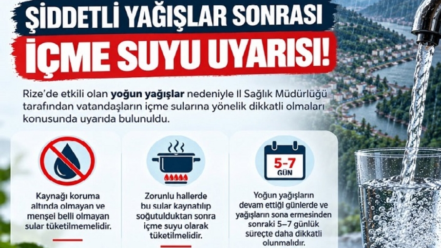 RİZE’DE ŞİDDETLİ YAĞIŞLAR SONRASI İÇME SUYU UYARISI!